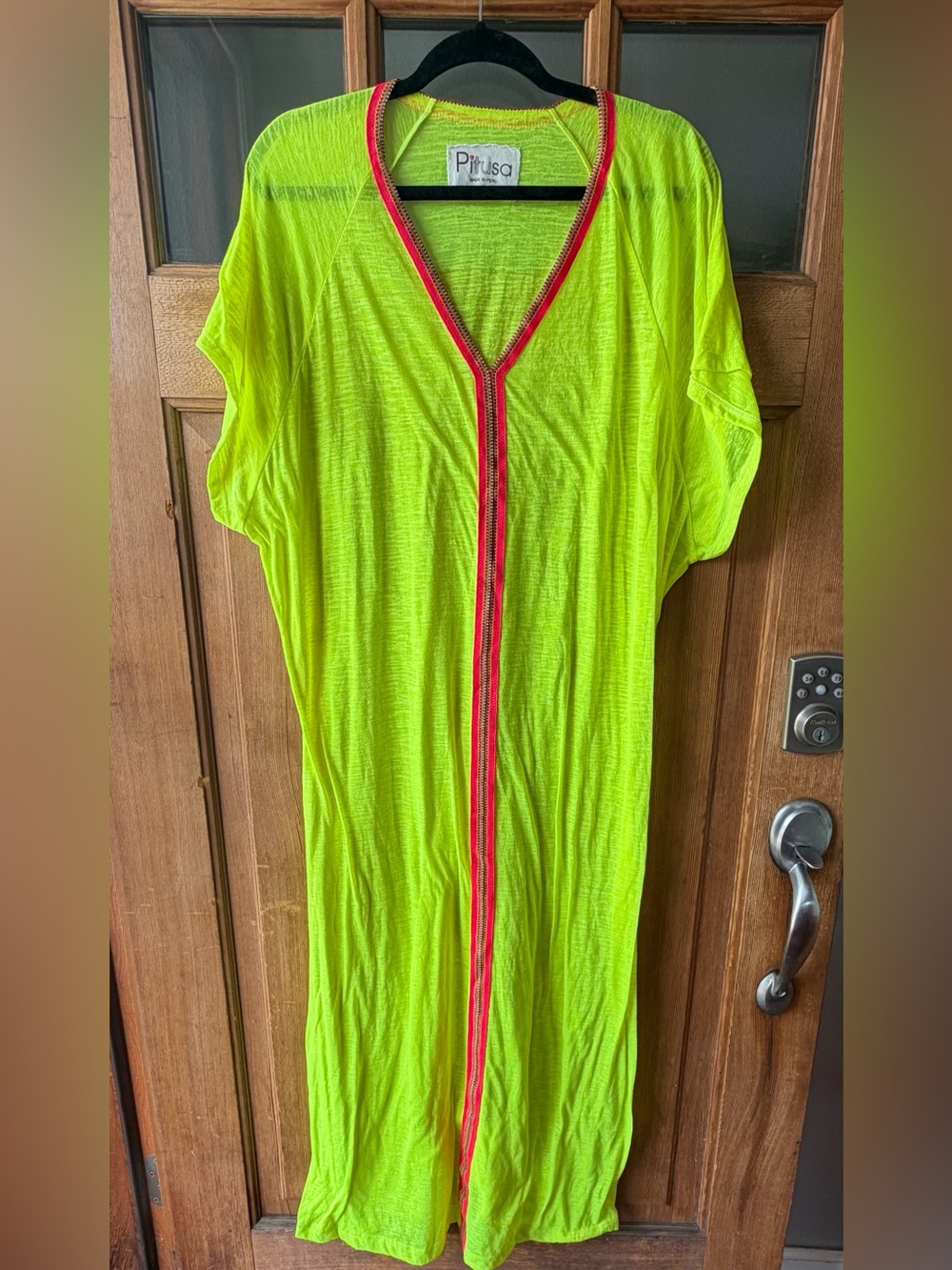Pitusa Neon Lime Cover-Up with Pink Trim